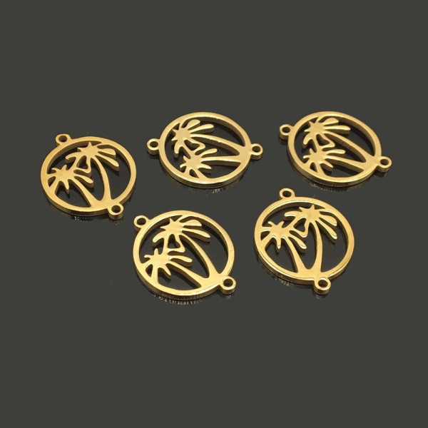 BU11210119172820 – Lot de 1 ou 2 Connecteurs Palmiers Cercle 20mm – Acier Inoxydable 304 Doré