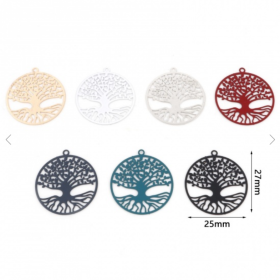 Estampes - pendentif filigrane Arbre 27 par 27mm - métal coloris Rouge