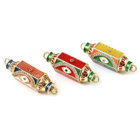 Connecteur résine style émaillé Boho Chic, Bohème, Gri Gri 36mm Cuivre finition doré