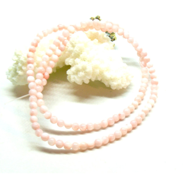 Perles nacre forme ronde 3mm coloris Rose