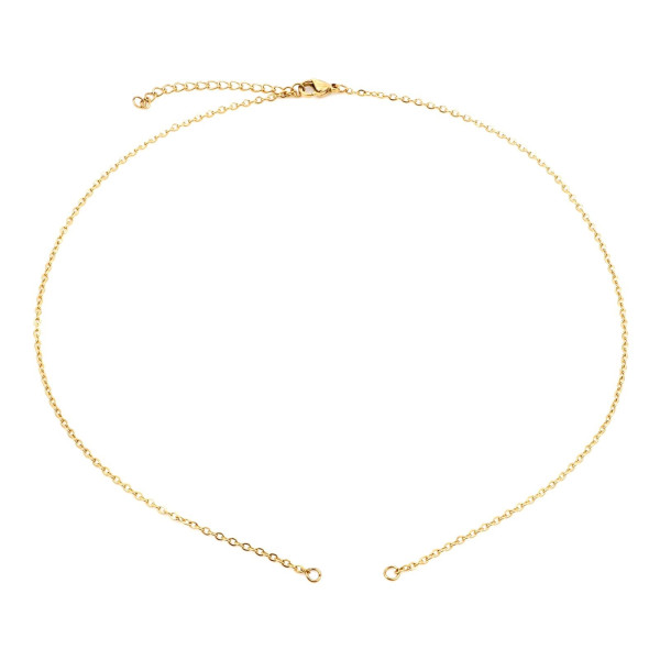 Collier Princesse Réglable avec accroche,  maille Jaseron 2 mm Acier Inoxydable 304 finition Doré