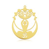 Pendentif - Yoga Boudha Ohm, Fleur de lotus  Boho 43mm - en Acier Inoxydable 304 - coloris Doré - pour bijoux raffinés