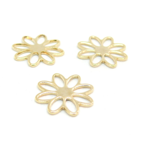 Pendentifs Fleurs 8 pétales 15.5mm en Acier Inoxydable Coloris Doré pour bijoux raffinés