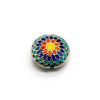 Perle intercalaire Cloisonné résine style émaillés Biface Rosace 15mm sur une base en métal Doré Ref 2