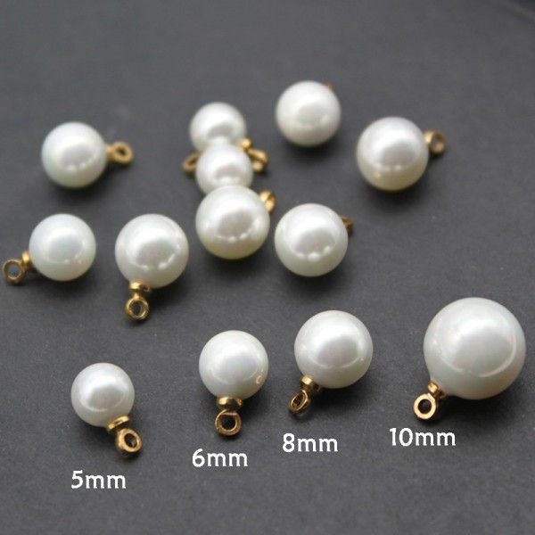 Pendentifs perles nacre forme Ronde 6mm coloris Blanc