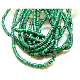 Perles Rondelles 4 par 2mm imitation Malachite
