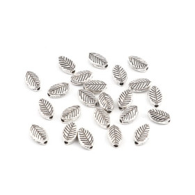 Perles Intercalaires Feuilles 9 x 6 mm – Métal Couleur Argent Antique