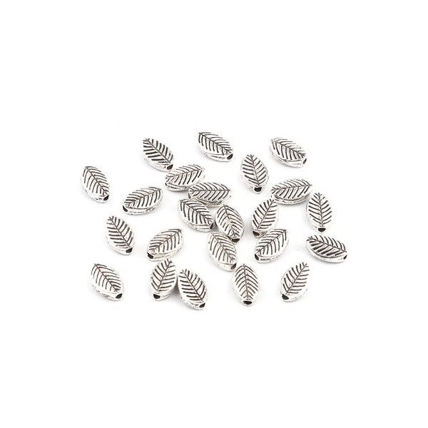 Perles Intercalaires Feuilles 9 x 6 mm – Métal Couleur Argent Antique