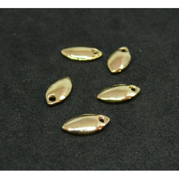 Pendentifs, Géométrique , mini navette 8 mm, Cuivre plaqué OR 18KT pour bijoux raffinés