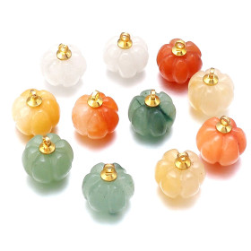 Pendentif Forme POTIRON 14 mm Aventurine coloris Lilas laiton finition Doré 14KT