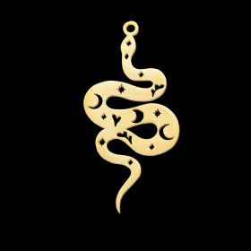Pendentif Serpent décoré 38mm Acier Inoxydable 304  finition Doré