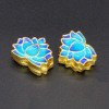 Perles intercalaire Cloisonné émaillés Biface Fleur de lotus 13mm sur une base en métal Doré