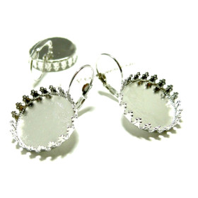 Supports Boucles d'Oreille Dormeuse Griffe à Sertir 12mm – Laiton Argent Platine