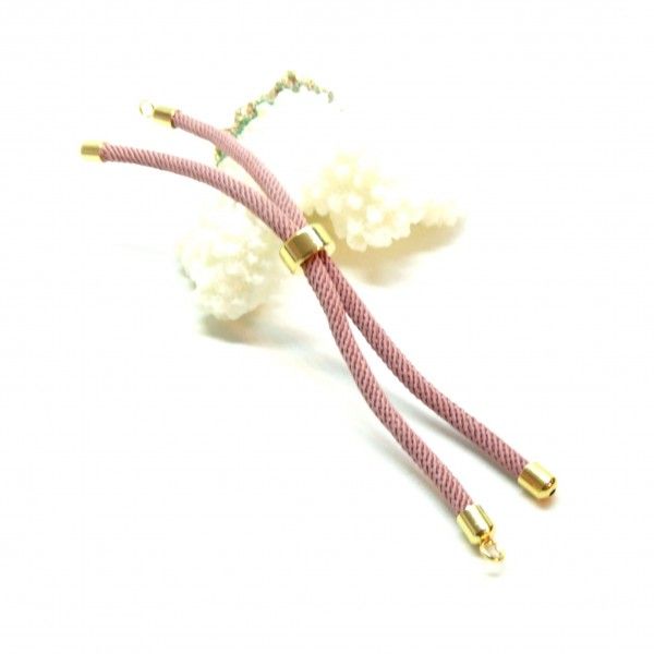 Support bracelet Intercalaire cordon Nylon ajustable avec accroche  Laiton Coloris Vieux Rose foncé