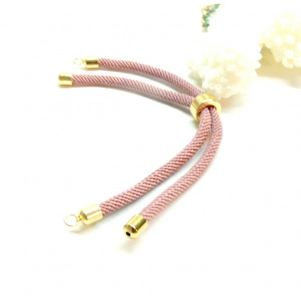 Support bracelet Intercalaire cordon Nylon ajustable avec accroche  Laiton Coloris Vieux Rose foncé