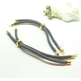 Support bracelet Intercalaire cordon Nylon ajustable avec accroche  Laiton Coloris Gris Foncé
