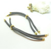 Support bracelet Intercalaire cordon Nylon ajustable avec accroche  Laiton Coloris Gris Foncé