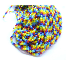 Perles Rondelles Verre Facettée 3x2mm Multicolores