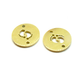 Connecteurs - Pieds de Bébé 15mm - en Acier Inoxydable 304 - coloris Doré - pour bijoux raffinés