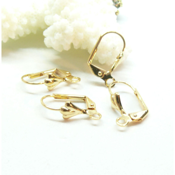 Boucles d'oreille dormeuses simple avec attache Laiton finition à l'or fin 18K