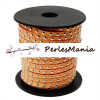 Cordon de suédine cloutée ARGENT aspect Daim ORANGE H409S