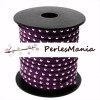 Cordon de suédine cloutée ARGENT aspect Daim VIOLET H410S