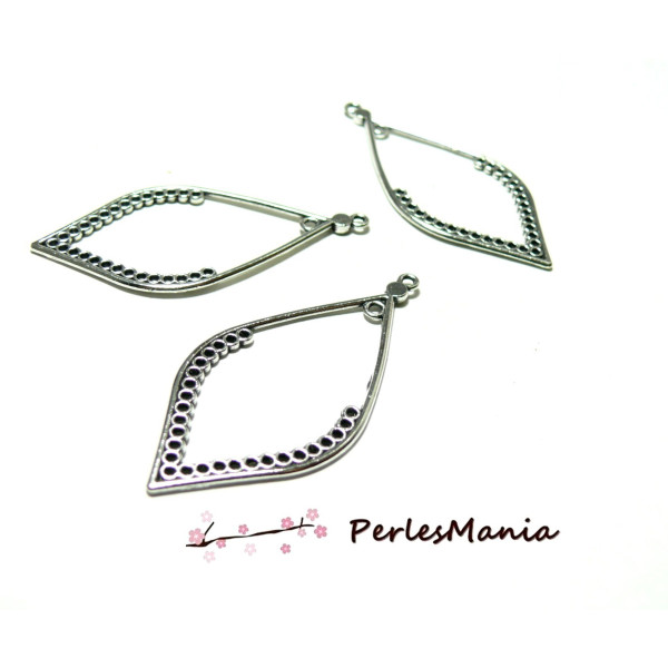 Multi Connecteurs, Chandeliers, Forme Feuille, Goutte 5.5cm, metal coloris Argent Antique