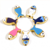 Perles intercalaires Poisson style émaillé 17mm métal couleur Doré