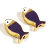 Perles intercalaires Poisson style émaillé 17mm métal couleur Doré
