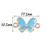 Connecteurs Papillons style émaillé  Turquoise 17.5 par 10.5 mm métal couleur Doré