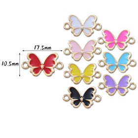 Connecteurs Papillons style émaillé  Noir 17.5 par 10.5 mm métal couleur Doré
