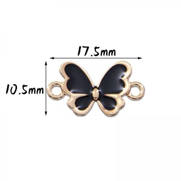 Connecteurs Papillons style émaillé  Noir 17.5 par 10.5 mm métal couleur Doré