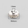 Perles intercalaires Rondelles avec Strass 6 mm, métal  finition Argent VIF