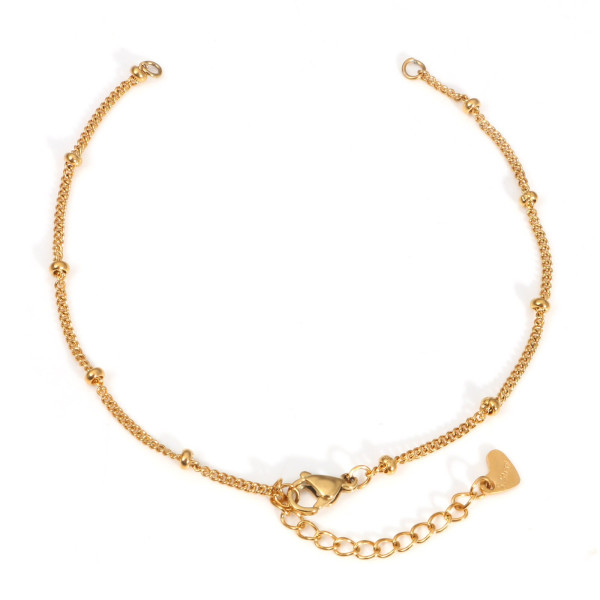 Bracelet Réglable avec accroche, maille gourmette avec bille Acier Inoxydable