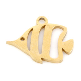 Pendentif Poisson 15mm en Acier Inoxydable finition 18KT