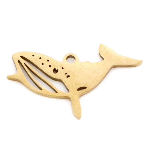 Pendentif Baleine 24mm en Acier Inoxydable finition 18KT