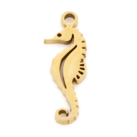 Pendentif Hippocampe 17,5mm en Acier Inoxydable finition doré à l'or fin 18K