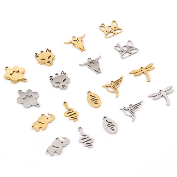 Pendentif Serpent 17mm en Acier Inoxydable finition Doré 18KT