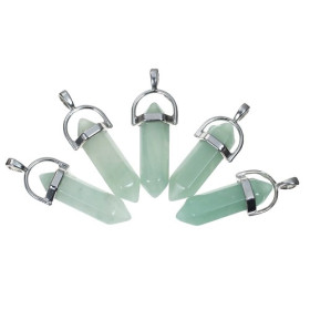 Pendentif pendule Aventurine, Yoga Healing  41mm, métal coloris Argent
