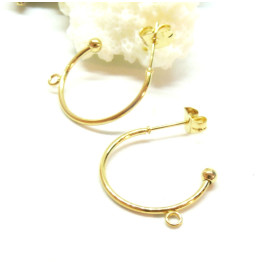 Boucles d'oreille Créoles avec attache et embouts 20mm – Acier Inoxydable 304, Doré à l'or fin 18K