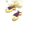 Perles intercalaires Poisson style émaillé 17mm métal couleur Doré
