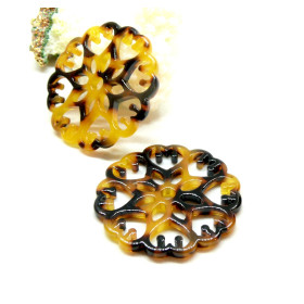 PS110104957 – Lot de 1 ou 2 Pendentifs Connecteurs Style Baroque 46mm – Acétate Marbré