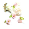 Pendentifs Fleur avec feuille 14mm en résine coloris Rose