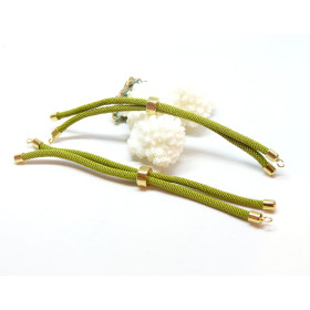 Support bracelet Intercalaire cordon Nylon ajustable avec accroche  Laiton Coloris Kaki