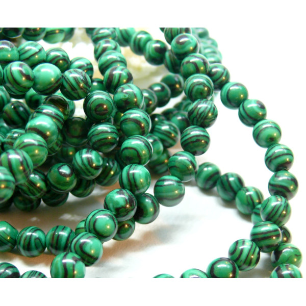 Perles RONDES 6mm Malachite Synthétique