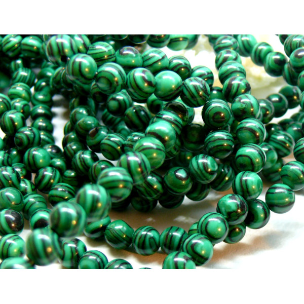 Perles RONDES 6mm Malachite Synthétique
