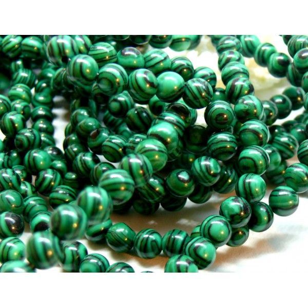 Perles RONDES 4mm Malachite Synthétique