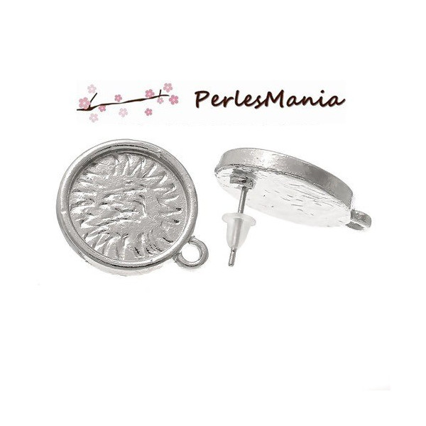 Supports de Boucle d'oreille puce ARGENT VIF  avec embouts, stoppers en plastique