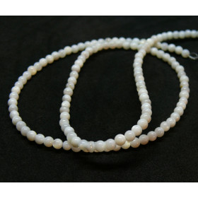 Perles nacre forme ronde 3mm coloris Blanc