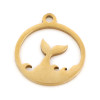 Pendentif Baleine dans cercle 16mm en Acier Inoxydable finition 18KT